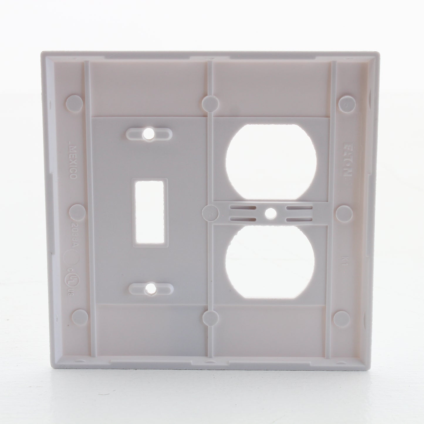 Eaton 2038W White 2-Gang Toggle Duplex Plastic Mid-Size Wallplate Cover 25-pack