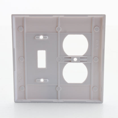 Eaton 2038W White 2-Gang Toggle Duplex Plastic Mid-Size Wallplate Cover 25-pack