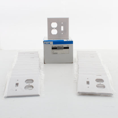 Eaton 2038W White 2-Gang Toggle Duplex Plastic Mid-Size Wallplate Cover 25-pack