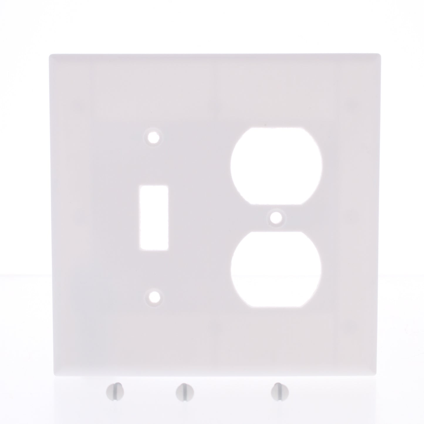 Eaton 2038W White 2-Gang Toggle Duplex Outlet Plastic Mid-Size Wallplate Cover