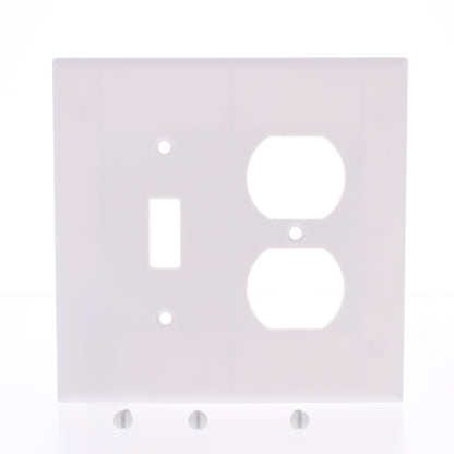 Eaton 2038W White 2-Gang Toggle Duplex Outlet Plastic Mid-Size Wallplate Cover