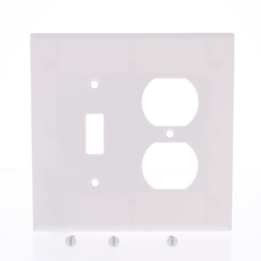 Eaton 2038W White 2-Gang Toggle Duplex Outlet Plastic Mid-Size Wallplate Cover