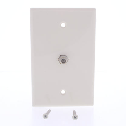 Eaton 1G Light Almond Coaxial Cable Mid-size Wallplate Video Jack F-Type 2072LA