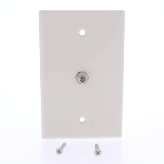 Eaton 1G Light Almond Coaxial Cable Mid-size Wallplate Video Jack F-Type 2072LA