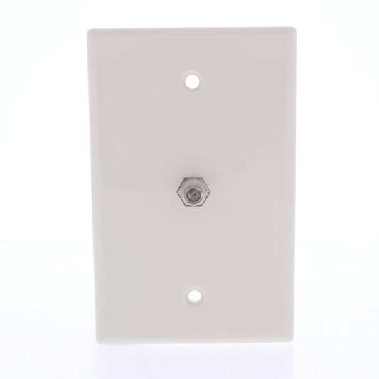 Eaton 1G Light Almond Coaxial Cable Mid-size Wallplate Video Jack F-Type 2072LA