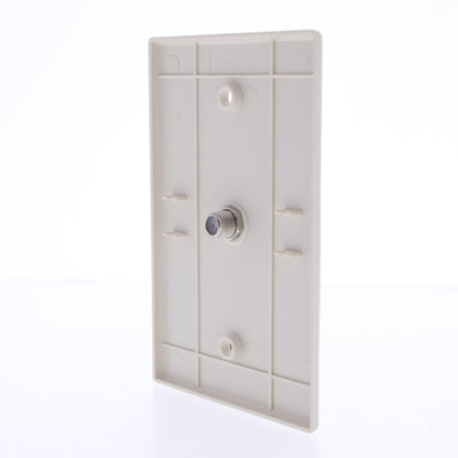 Eaton 1G Light Almond Coaxial Cable Mid-size Wallplate Video Jack F-Type 2072LA
