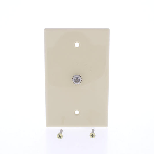 Eaton 2072V 1-Gang Ivory Coaxial Cable Mid-Size Wallplate Video Jack F-Type CATV