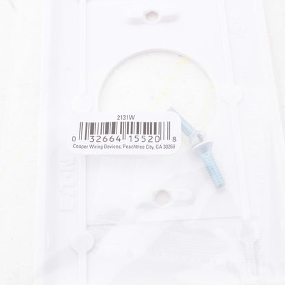 Eaton 2131W White 1-Gang 1.406" Receptacle Single Outlet Thermoset Wallplate