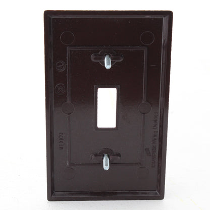 Eaton 2134B Brown 1-Gang Toggle Switch Plastic Standard Wallplate Cover Plate