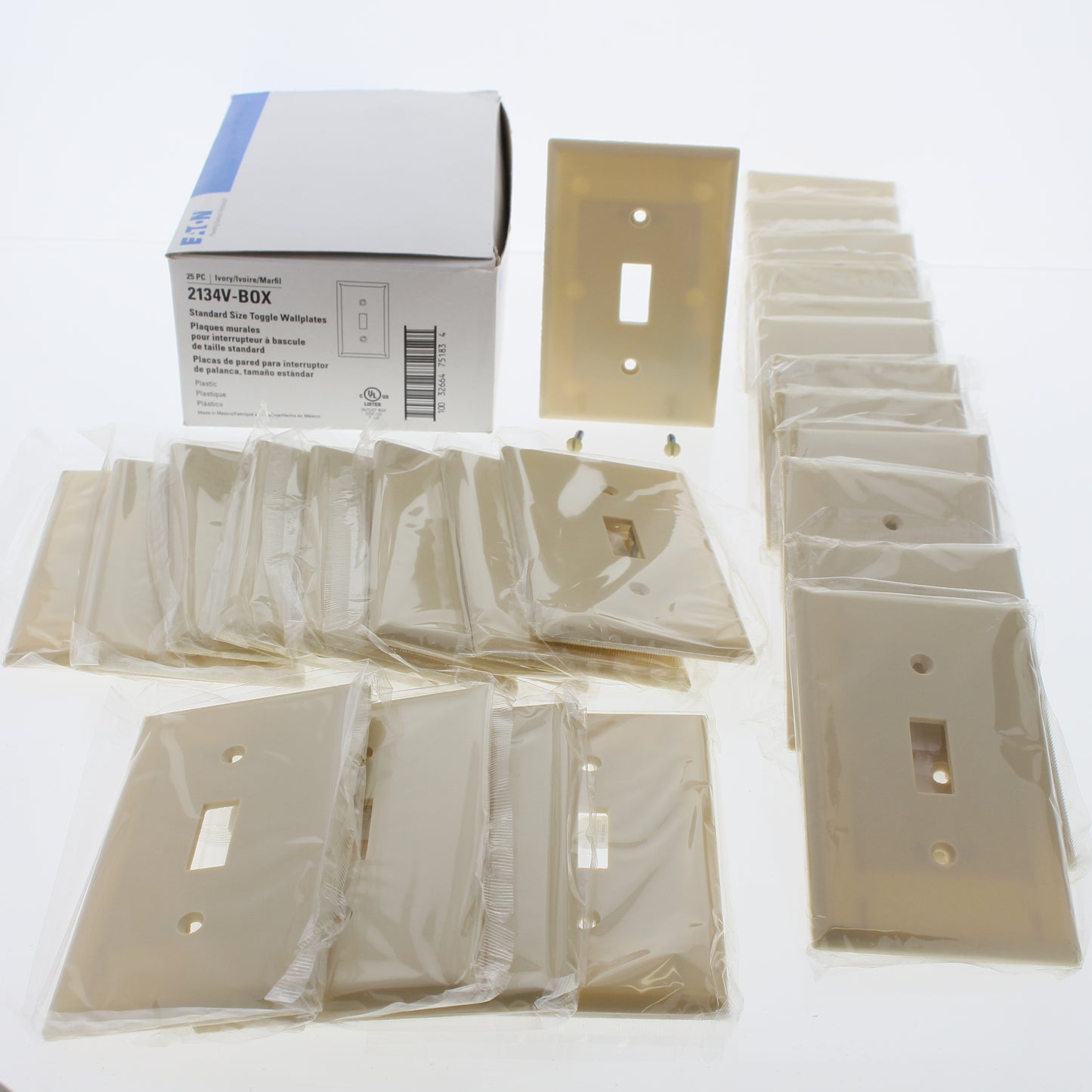 Eaton 2134V Ivory 1-Gang Toggle Switch Plastic Standard Wallplate Covers 25-pack