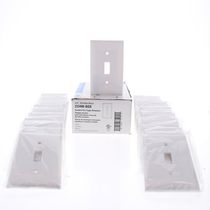 Eaton 2134W White 1-Gang Toggle Switch Plastic Standard Wallplate Covers 25-pack