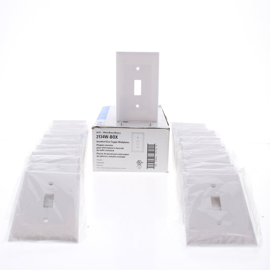 Eaton 2134W White 1-Gang Toggle Switch Plastic Standard Wallplate Covers 25-pack