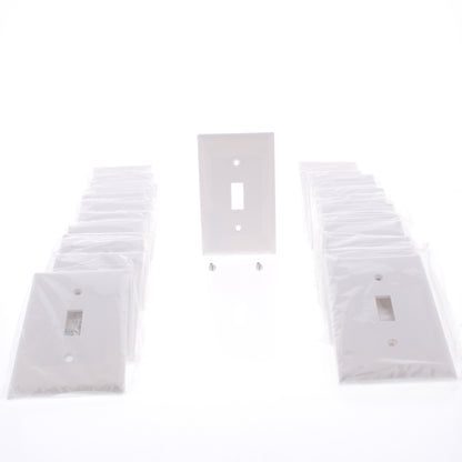 Eaton 2134W White 1-Gang Toggle Switch Plastic Standard Wallplate Covers 25-pack