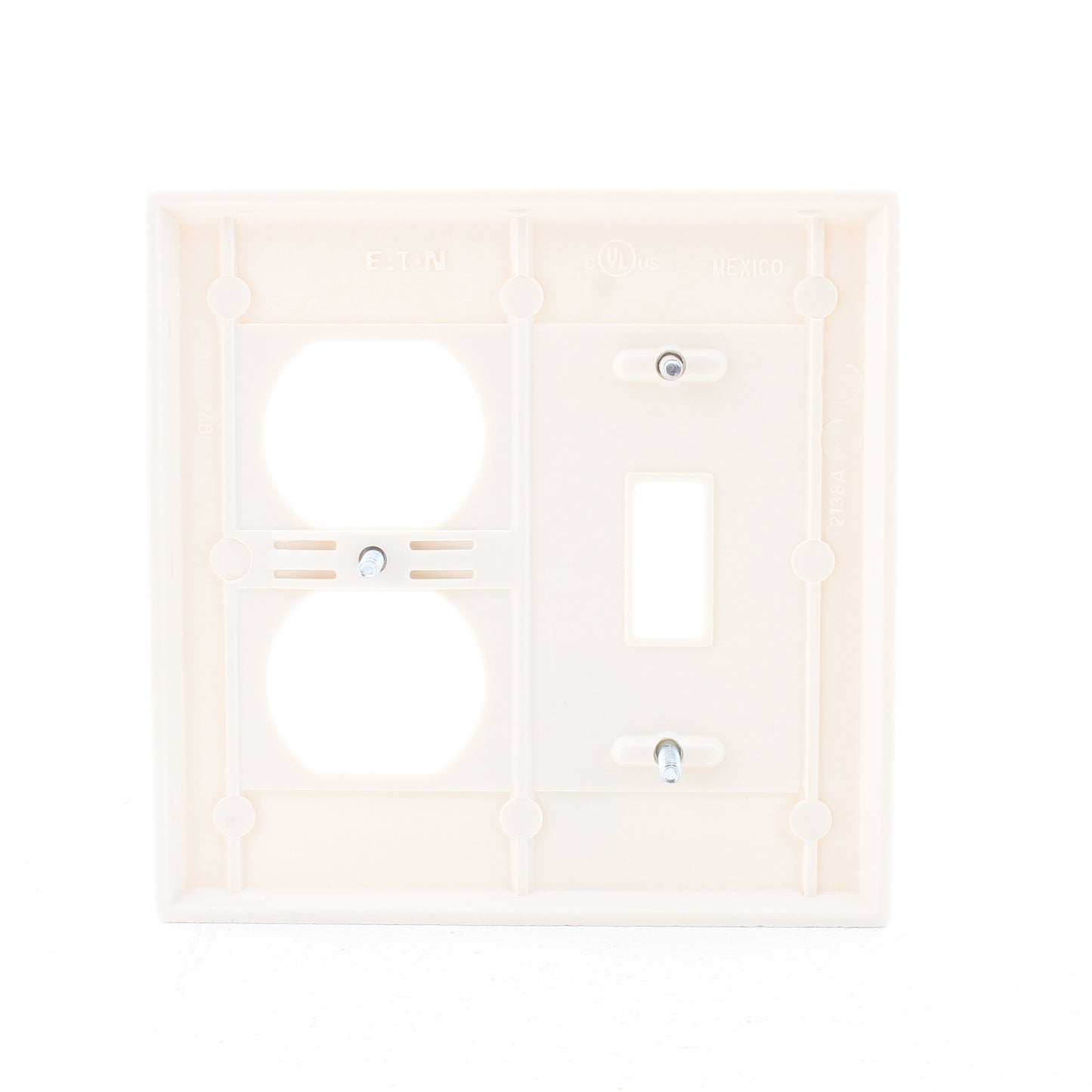 Eaton 2138LA Light Almond 2-Gang Toggle Duplex Plastic Standard Wallplate Cover