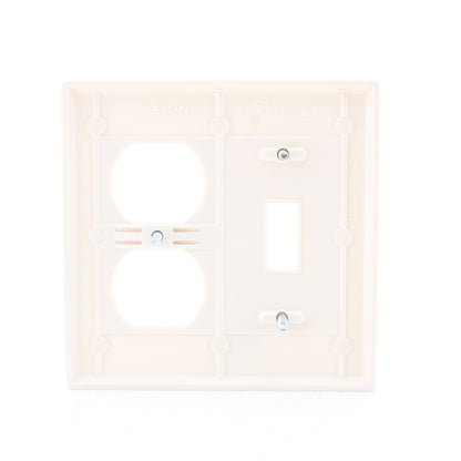 Eaton 2138LA Light Almond 2-Gang Toggle Duplex Plastic Standard Wallplate Cover