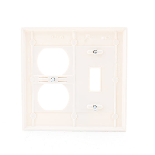Eaton 2138LA Light Almond 2-Gang Toggle Duplex Plastic Standard Wallplate Cover