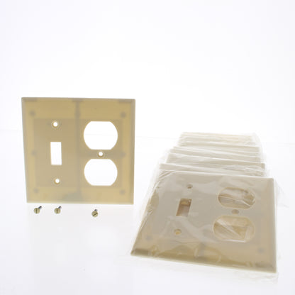 Eaton 2138V Ivory 2-Gang Toggle Duplex Plastic Standard Wallplate Cover 10-pack