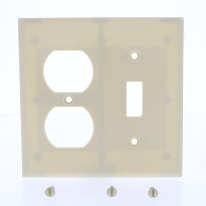 Eaton 2138V Ivory 2-Gang Toggle Switch Duplex Outlet Plastic Standard Wallplate