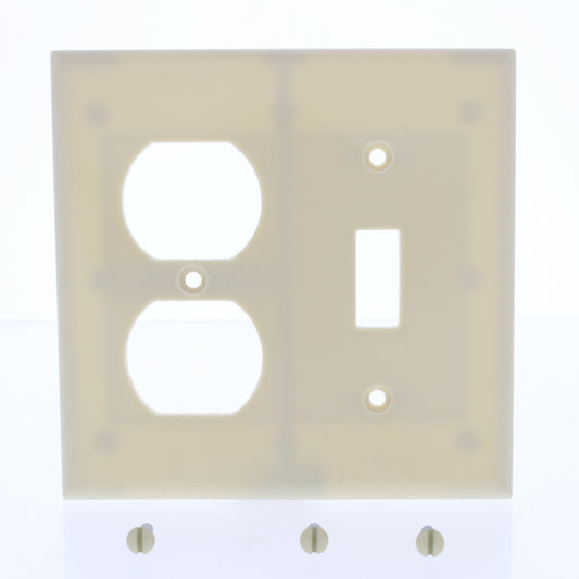 Eaton 2138V Ivory 2-Gang Toggle Switch Duplex Outlet Plastic Standard Wallplate