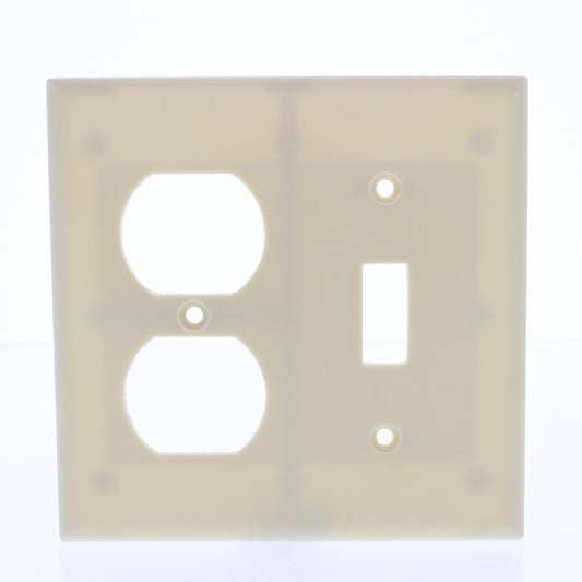 Eaton 2138V Ivory 2-Gang Toggle Switch Duplex Outlet Plastic Standard Wallplate