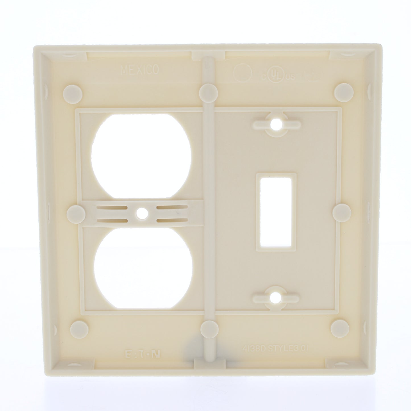 Eaton 2138V Ivory 2-Gang Toggle Switch Duplex Outlet Plastic Standard Wallplate