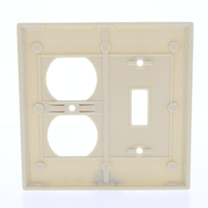 Eaton 2138V Ivory 2-Gang Toggle Switch Duplex Outlet Plastic Standard Wallplate
