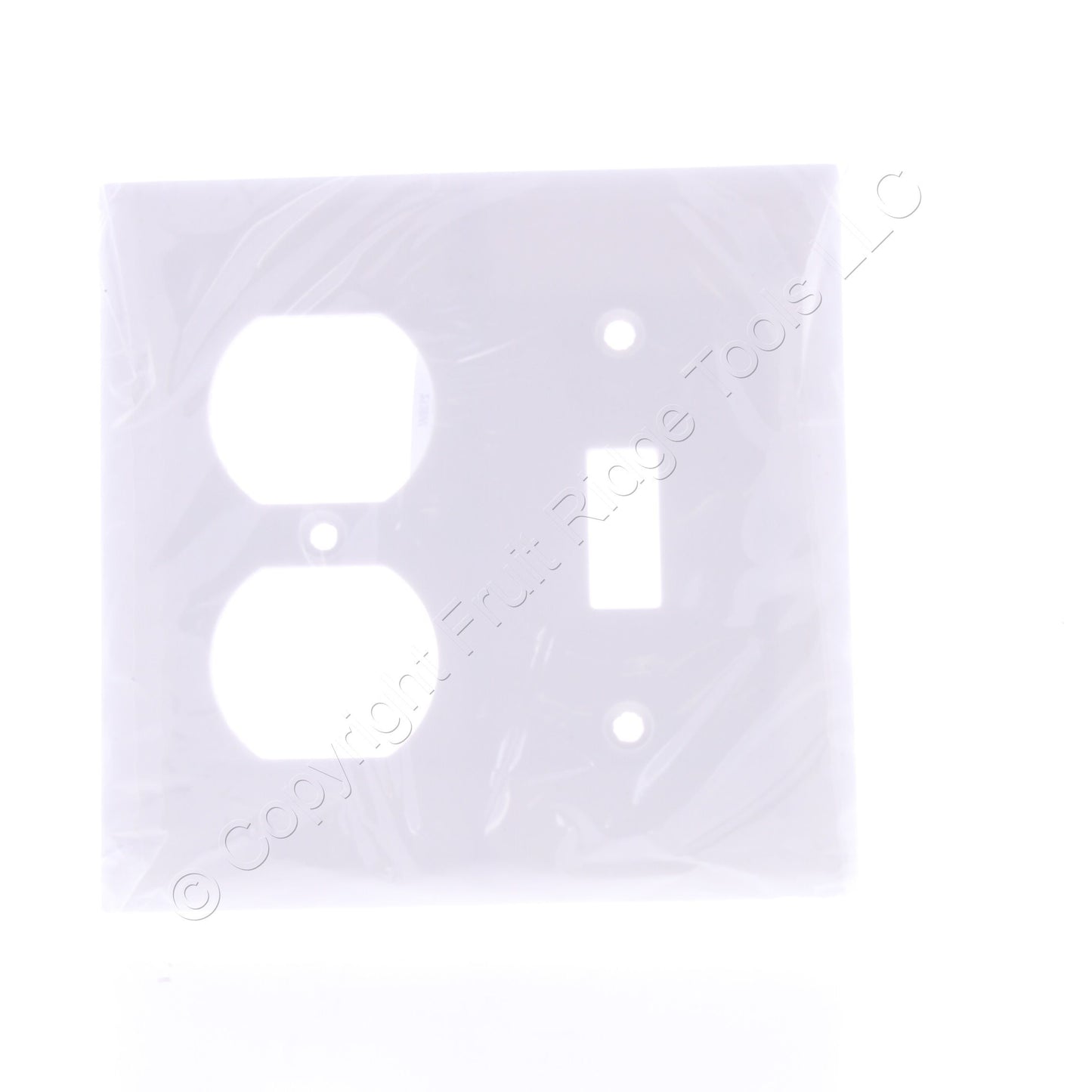 Eaton 2138W White 2-Gang Toggle Switch Duplex Outlet Plastic Standard Wallplate
