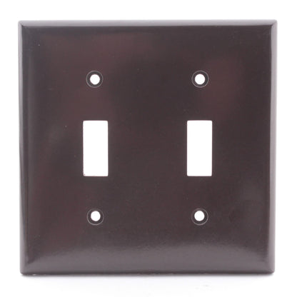 Eaton 2139B Brown 2-Gang Toggle Switch Plastic Standard Wallplate Cover Plate