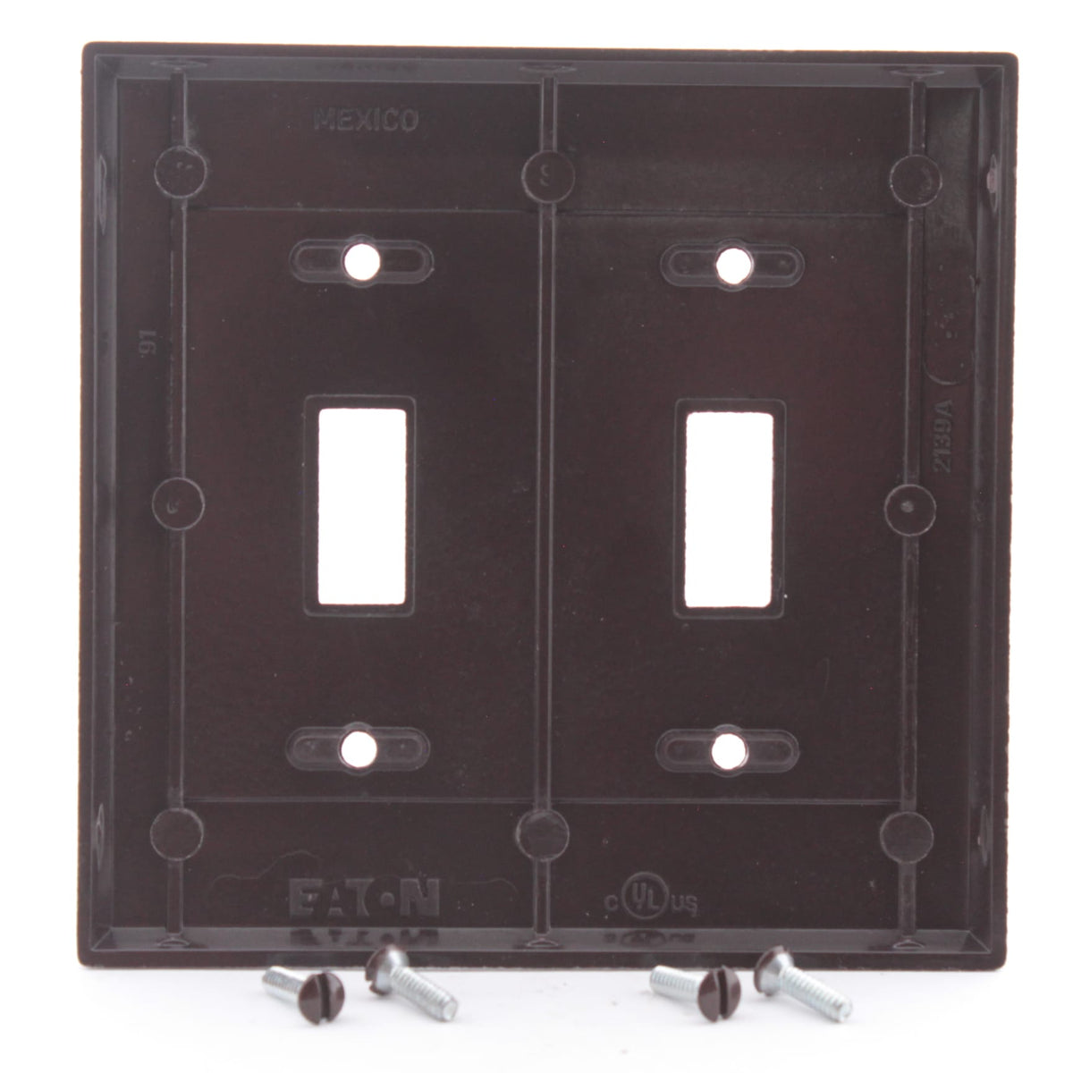 Eaton 2139B Brown 2-Gang Toggle Switch Plastic Standard Wallplate Cover Plate