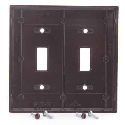 Eaton 2139B Brown 2-Gang Toggle Switch Plastic Standard Wallplate Cover Plate
