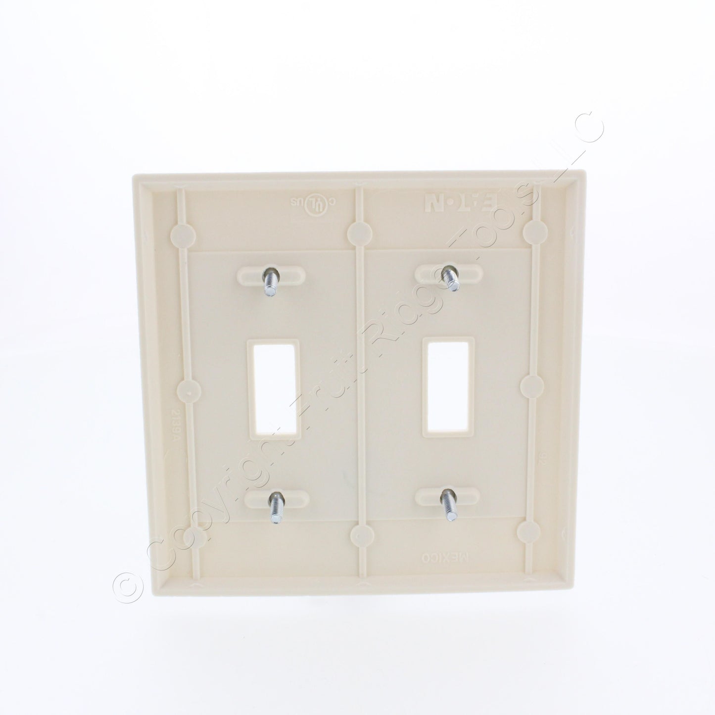 Eaton 2139LA Light Almond 2-Gang Toggle Switch Thermoset Wallplate Standard Size