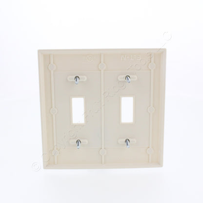 Eaton 2139LA Light Almond 2-Gang Toggle Switch Thermoset Wallplate Standard Size