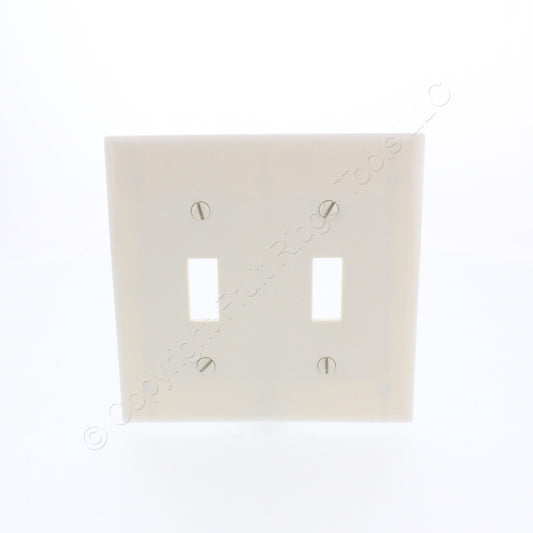 Eaton 2139LA Light Almond 2-Gang Toggle Switch Thermoset Wallplate Standard Size