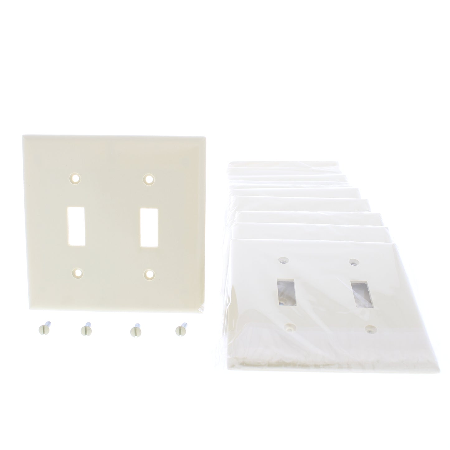 Eaton 2139V Ivory 2-Gang Toggle Switch Plastic Standard Wallplate Covers 10-pack