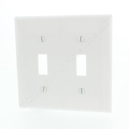 Eaton 2139W White 2-Gang Toggle Switch Plastic Standard Wallplate Cover Plate
