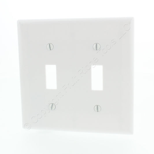 Eaton 2139W White 2-Gang Toggle Switch Plastic Standard Wallplate Cover Plate