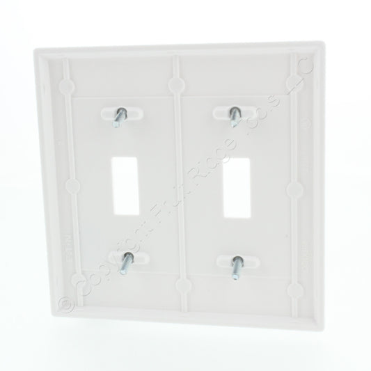 Eaton 2139W White 2-Gang Toggle Switch Plastic Standard Wallplate Cover Plate