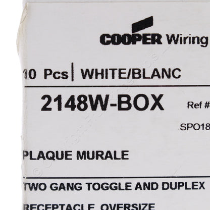 Eaton 2148W White 2-Gang Toggle Duplex Plastic Oversize Wallplate Cover 10-pack