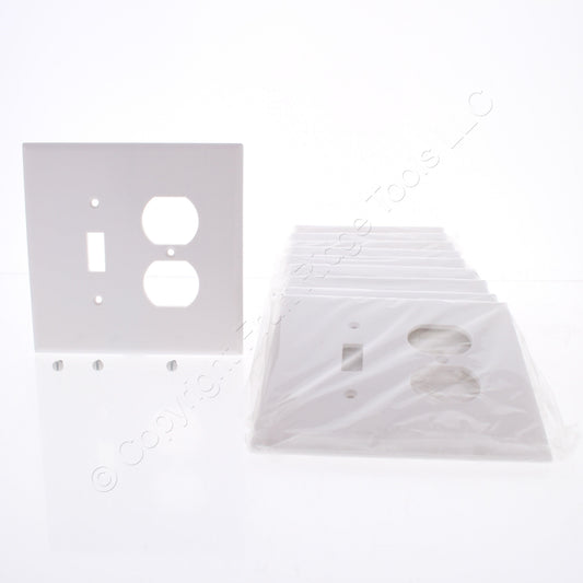 Eaton 2148W White 2-Gang Toggle Duplex Plastic Oversize Wallplate Cover 10-pack