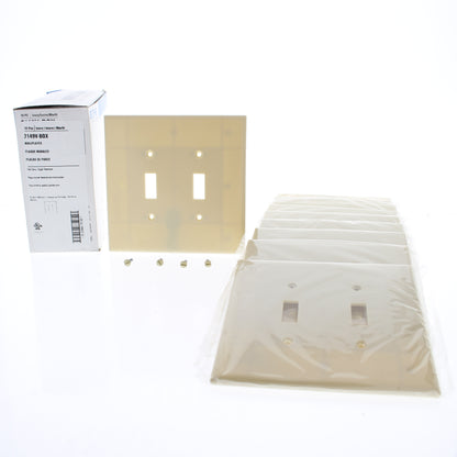 Eaton 2149V Ivory 2-Gang Toggle Switch Plastic Oversize Wallplate Covers 10-pack