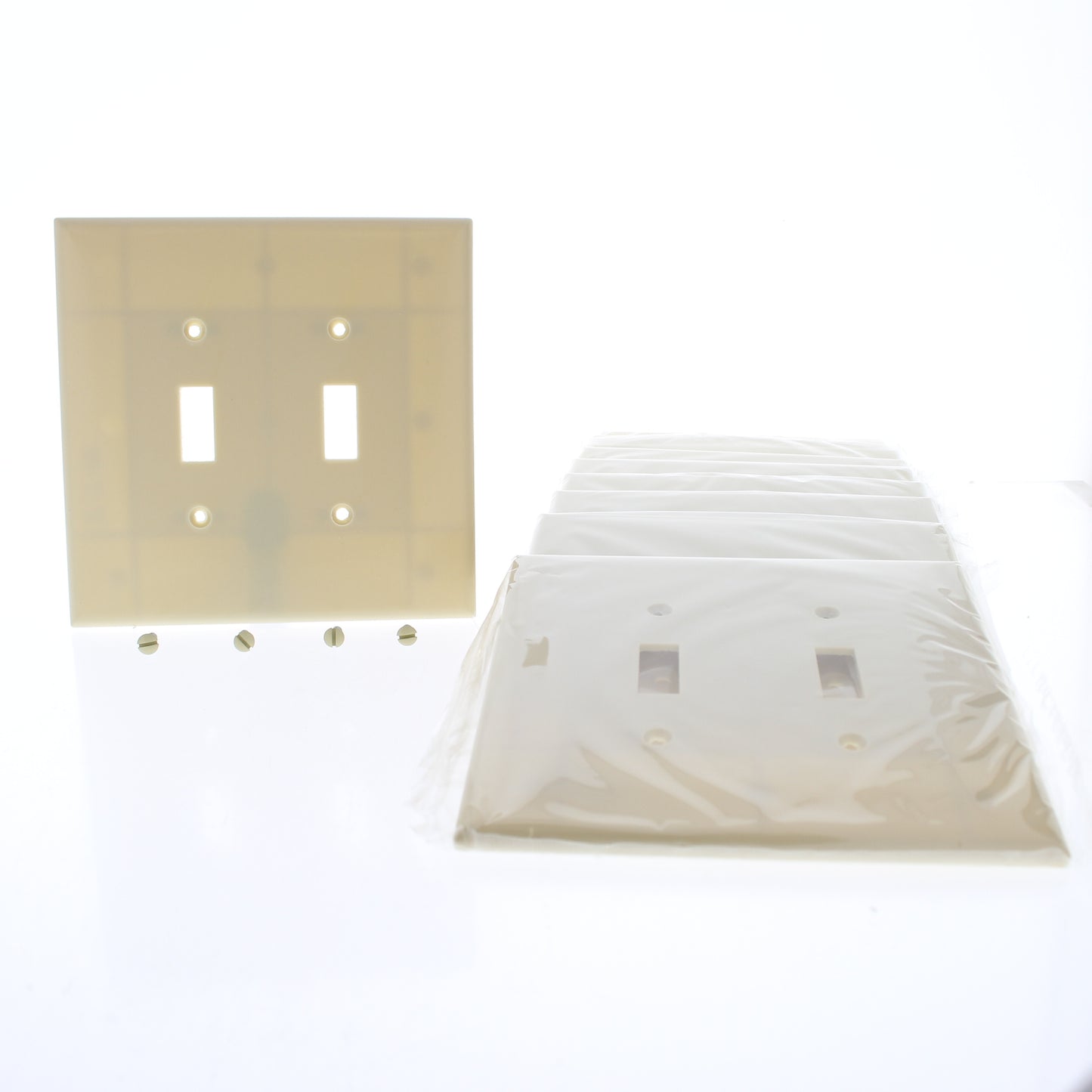 Eaton 2149V Ivory 2-Gang Toggle Switch Plastic Oversize Wallplate Covers 10-pack