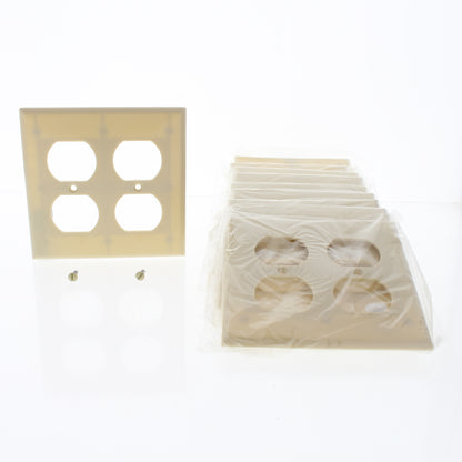 Eaton 2150V Ivory 2-Gang Duplex Outlet Plastic Standard Wallplate Covers 10-pack