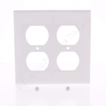 Eaton 2150W White 2-Gang Duplex Outlet Plastic Standard Wallplate Cover Plate