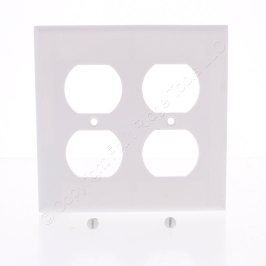 Eaton 2150W White 2-Gang Duplex Outlet Plastic Standard Wallplate Cover Plate