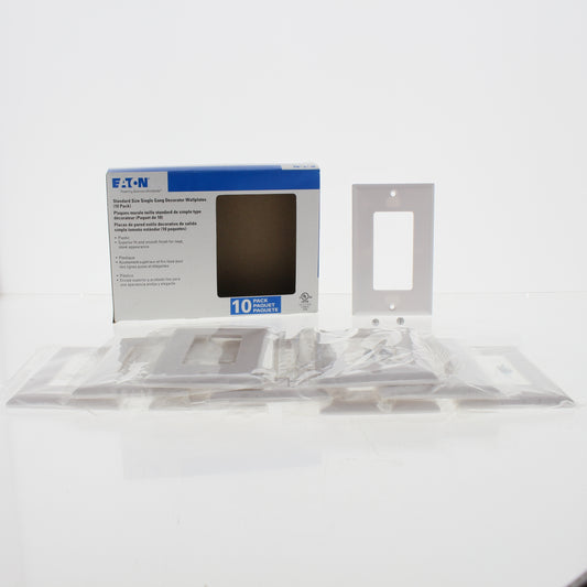 Eaton 2151W White 1-Gang Decorator GFCI Plastic Standard Wallplate Cover 10-pack