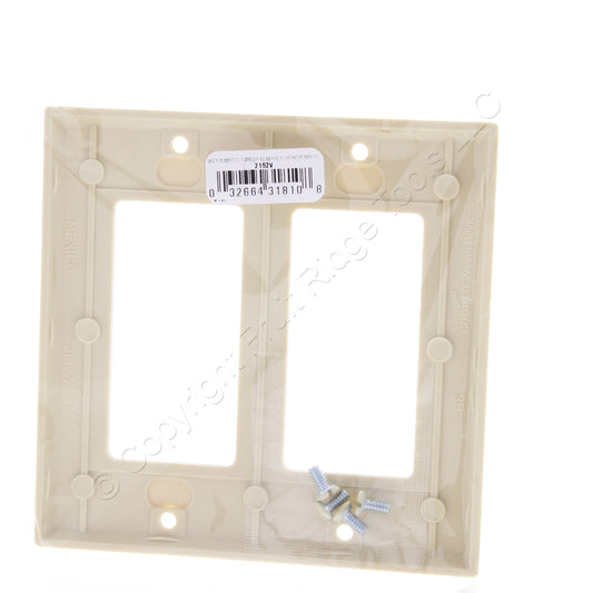 Eaton Ivory 2-Gang Standard Rocker Switch Cover Wallplates 2152-V