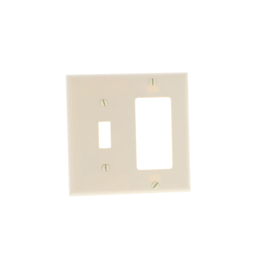 Eaton 2153V Ivory 2-Gang Toggle Switch Decorator GFCI Plastic Standard Wallplate