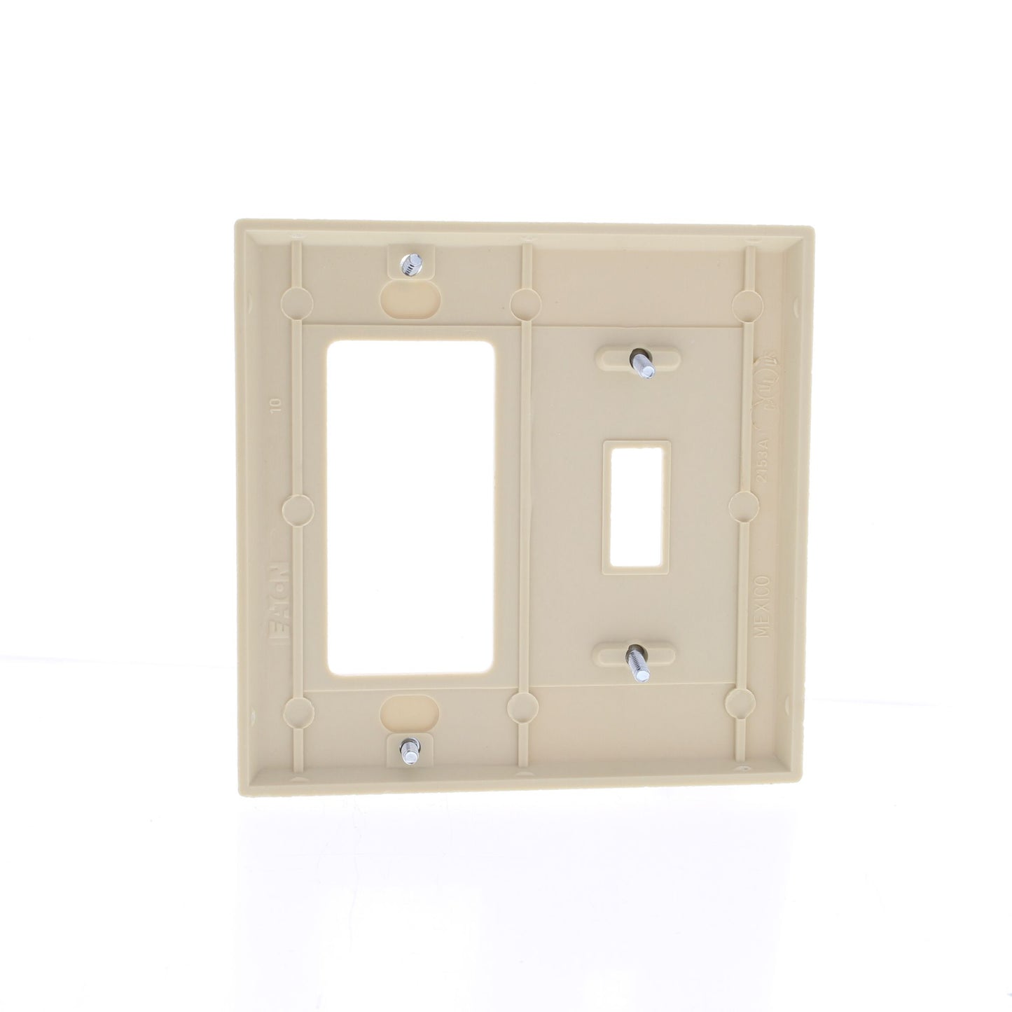 Eaton 2153V Ivory 2-Gang Toggle Switch Decorator GFCI Plastic Standard Wallplate