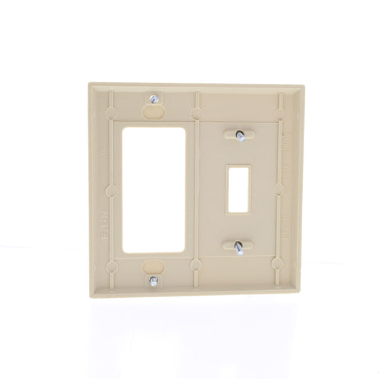 Eaton 2153V Ivory 2-Gang Toggle Switch Decorator GFCI Plastic Standard Wallplate