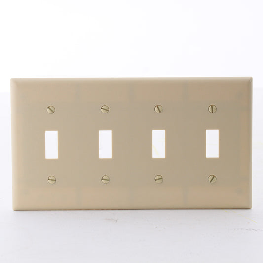 Eaton 2154V Ivory 4-Gang Toggle Switch Plastic Standard Wallplate Cover Plate